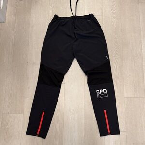 Reebok Men's Black Joggers with White and Coral Accent